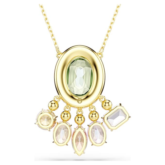 Colgante Gema con cortes mixtos, cristales colgantes, multicolor, chapado en tono dorado Colgante Gema con cortes mixtos, cristales colgantes, multicolor, chapado en tono dorado