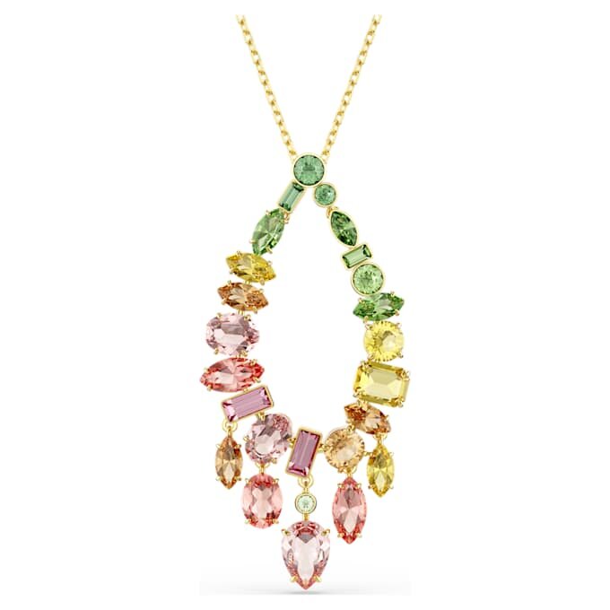 Colgante Gema con cortes variados, multicolor, chapado en tono dorado Colgante Gema con cortes variados, multicolor, chapado en tono dorado