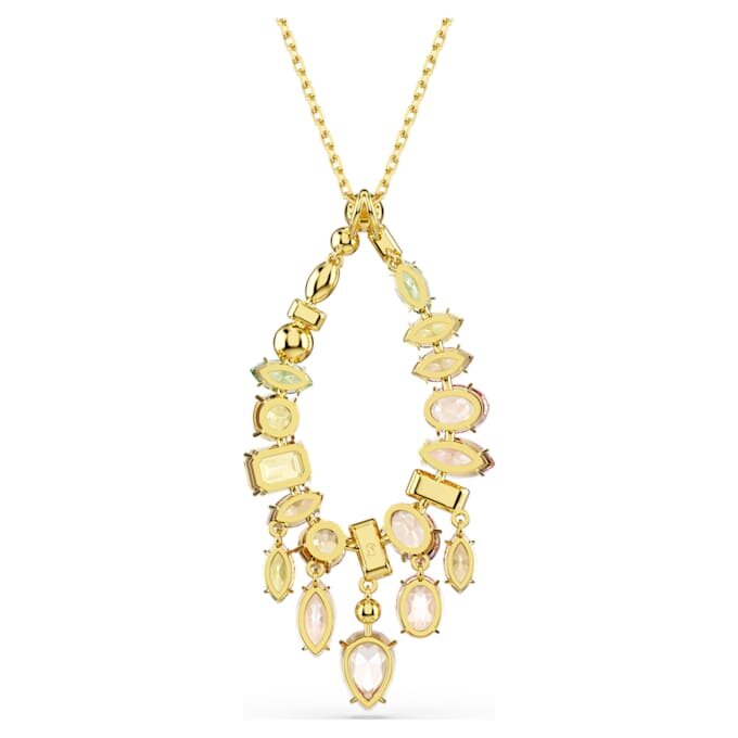 Colgante Gema con cortes variados, multicolor, chapado en tono dorado Colgante Gema con cortes variados, multicolor, chapado en tono dorado