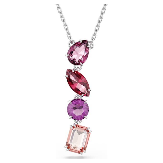 Colgante Gema con cortes variados, rosa, chapado en rodio Colgante Gema con cortes variados, rosa, chapado en rodio
