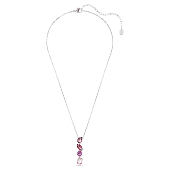Colgante Gema con cortes variados, rosa, chapado en rodio Colgante Gema con cortes variados, rosa, chapado en rodio
