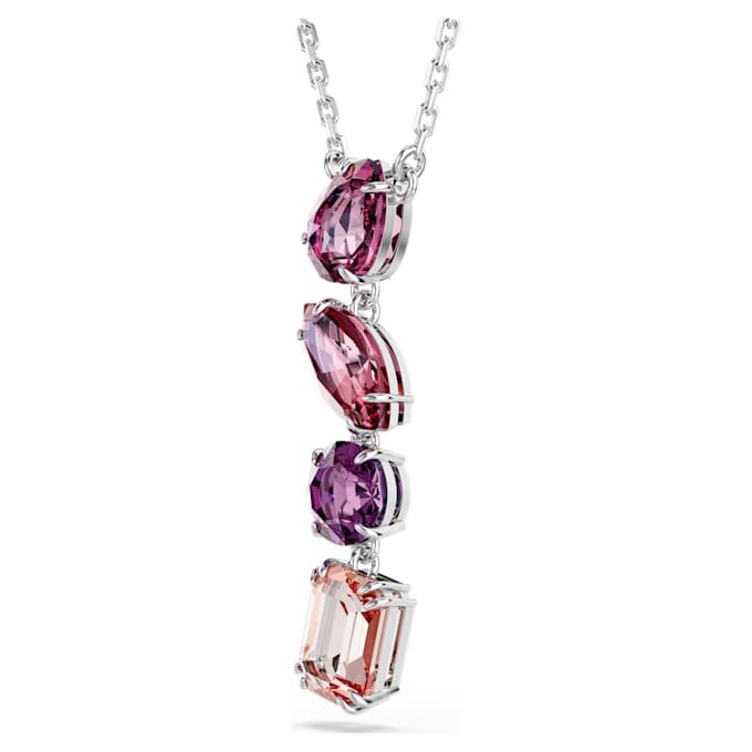 Colgante Gema con cortes variados, rosa, chapado en rodio Colgante Gema con cortes variados, rosa, chapado en rodio
