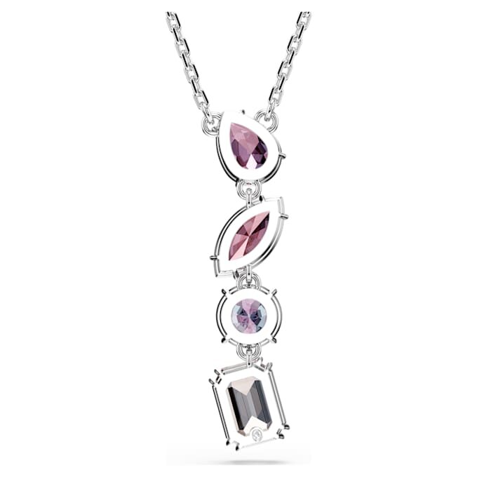 Colgante Gema con cortes variados, rosa, chapado en rodio Colgante Gema con cortes variados, rosa, chapado en rodio