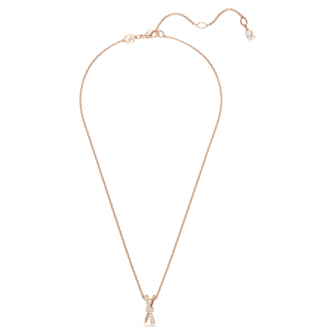 Colgante «Hyperbola» con cortes mixtos, diseño retorcido, blanco, chapado en tono oro rosa Colgante «Hyperbola» con cortes mixtos, diseño retorcido, blanco, chapado en tono oro rosa