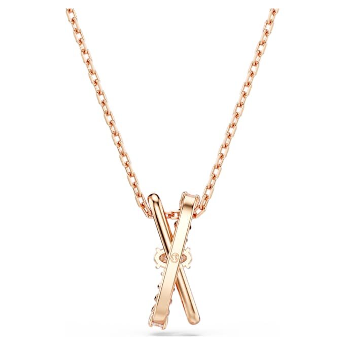 Colgante «Hyperbola» con cortes mixtos, diseño retorcido, blanco, chapado en tono oro rosa Colgante «Hyperbola» con cortes mixtos, diseño retorcido, blanco, chapado en tono oro rosa