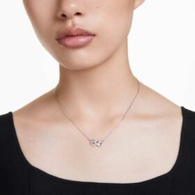 Colgante Hyperbola con pavé, Infinity, blanco, chapado en rodio