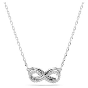 Colgante Hyperbola con pavé, Infinity, blanco, chapado en rodio