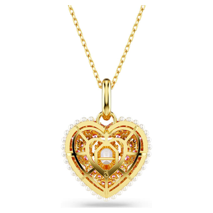 Colgante Idyllia con corte octogonal, perla de cristal, corazón, rosa, chapado en tono dorado Colgante Idyllia con corte octogonal, perla de cristal, corazón, rosa, chapado en tono dorado