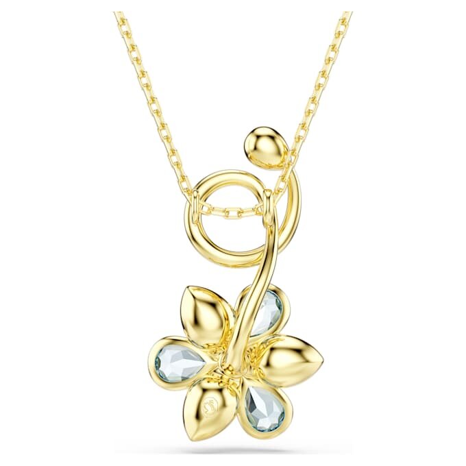 Colgante Idyllia con cortes mixtos, forma de flor, azul, chapado en tono dorado Colgante Idyllia con cortes mixtos, forma de flor, azul, chapado en tono dorado