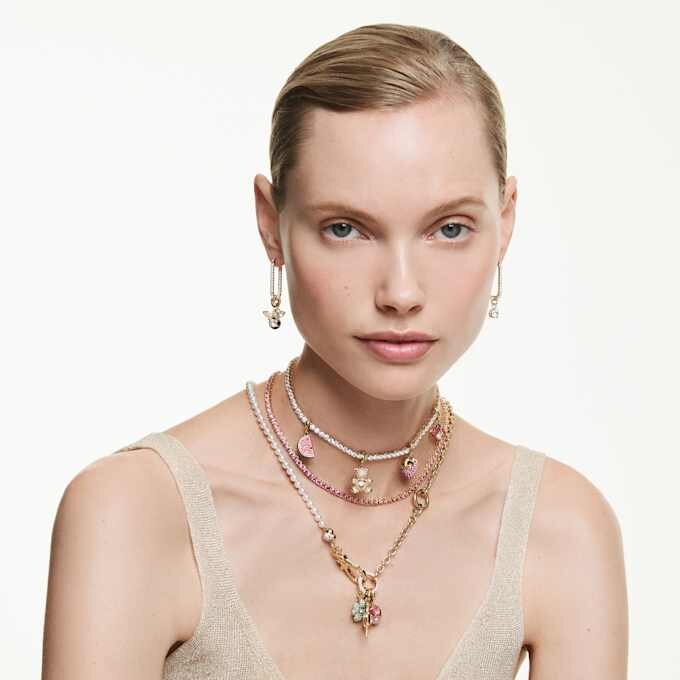 Colgante Idyllia con cortes variados, corazón con llave, blanco, chapado en oro Colgante Idyllia con cortes variados, corazón con llave, blanco, chapado en oro
