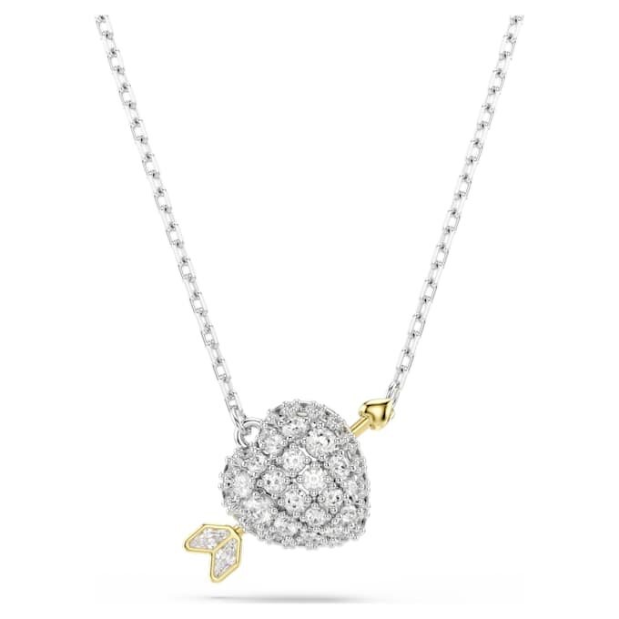 Colgante Idyllia con cortes variados, corazón con flecha, blanco, acabado en metales mixtos Colgante Idyllia con cortes variados, corazón con flecha, blanco, acabado en metales mixtos