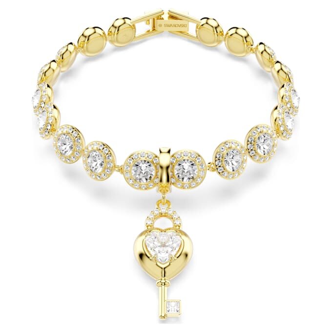 Colgante Idyllia con cortes variados, corazón con llave, blanco, chapado en oro Colgante Idyllia con cortes variados, corazón con llave, blanco, chapado en oro