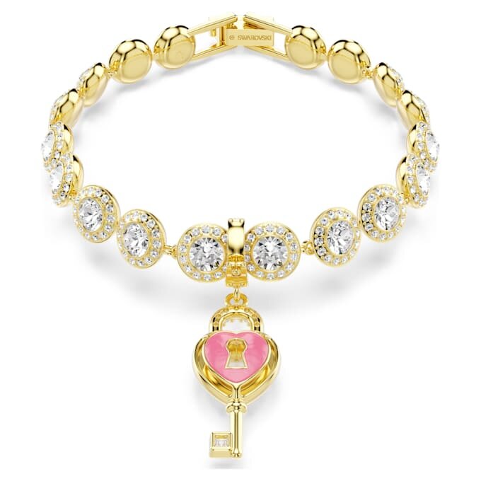 Colgante Idyllia con cortes variados, corazón con llave, blanco, chapado en oro Colgante Idyllia con cortes variados, corazón con llave, blanco, chapado en oro