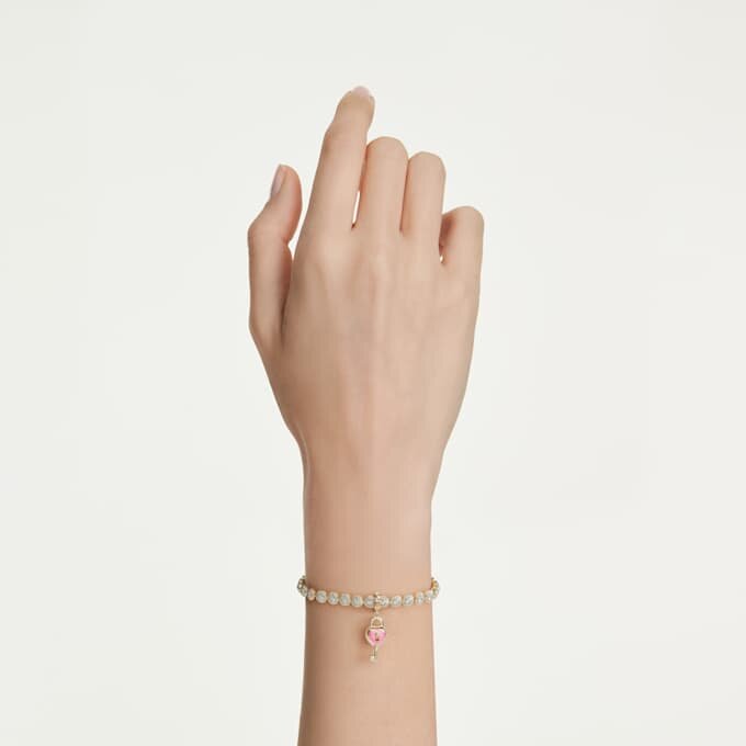 Colgante Idyllia con cortes variados, corazón con llave, blanco, chapado en oro Colgante Idyllia con cortes variados, corazón con llave, blanco, chapado en oro