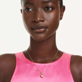 Colgante Idyllia con cortes variados, corazón, llave, rosa, chapado en tono dorado