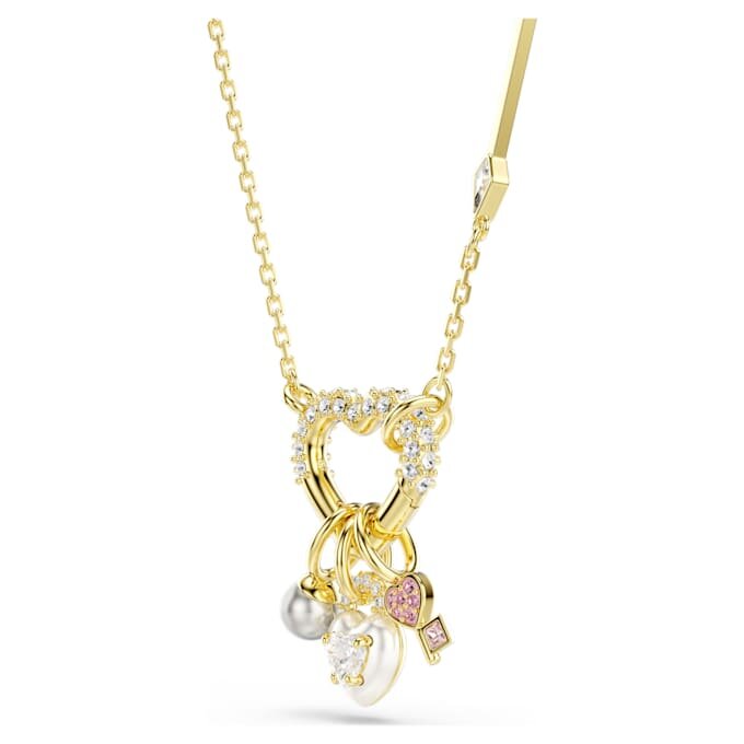 Colgante Idyllia con cortes variados, corazón, llave, rosa, chapado en tono dorado Colgante Idyllia con cortes variados, corazón, llave, rosa, chapado en tono dorado