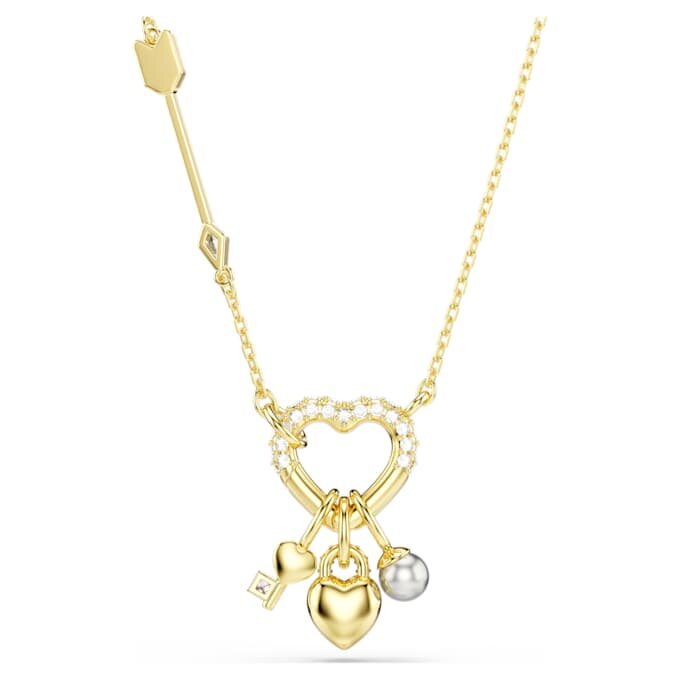 Colgante Idyllia con cortes variados, corazón, llave, rosa, chapado en tono dorado Colgante Idyllia con cortes variados, corazón, llave, rosa, chapado en tono dorado