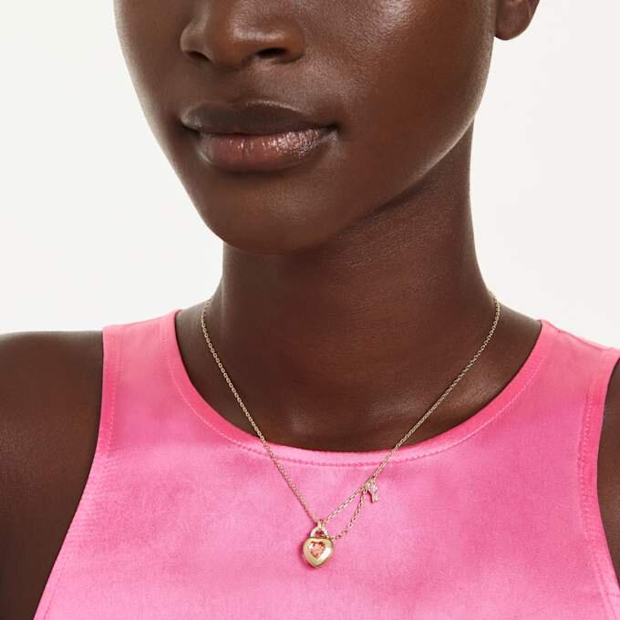 Colgante Idyllia con cortes variados, corazón, llave, rosa, chapado en tono dorado Colgante Idyllia con cortes variados, corazón, llave, rosa, chapado en tono dorado