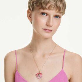 Colgante Idyllia con cortes variados, corazón, rosa, chapado en tono dorado