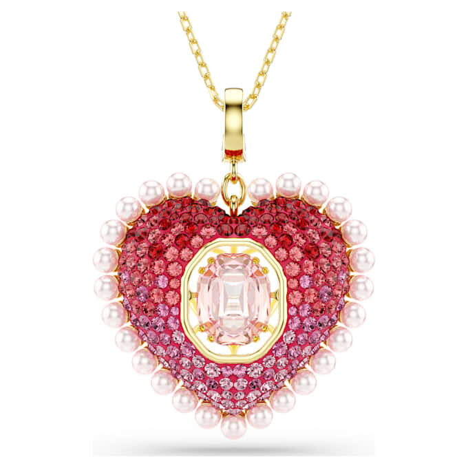 Colgante Idyllia con cortes variados, corazón, rosa, chapado en tono dorado Colgante Idyllia con cortes variados, corazón, rosa, chapado en tono dorado