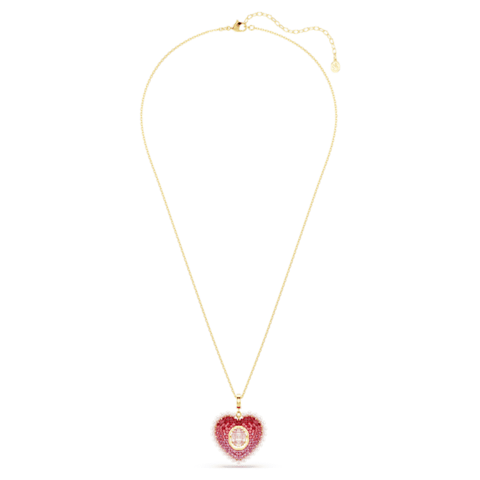 Colgante Idyllia con cortes variados, corazón, rosa, chapado en tono dorado Colgante Idyllia con cortes variados, corazón, rosa, chapado en tono dorado