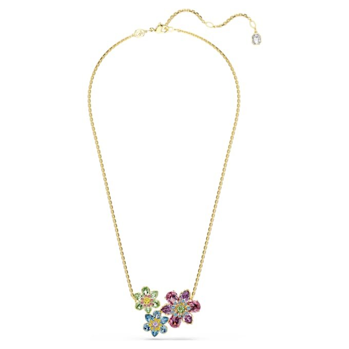 Colgante Idyllia con cortes variados, flor, multicolor, chapado en tono dorado Colgante Idyllia con cortes variados, flor, multicolor, chapado en tono dorado
