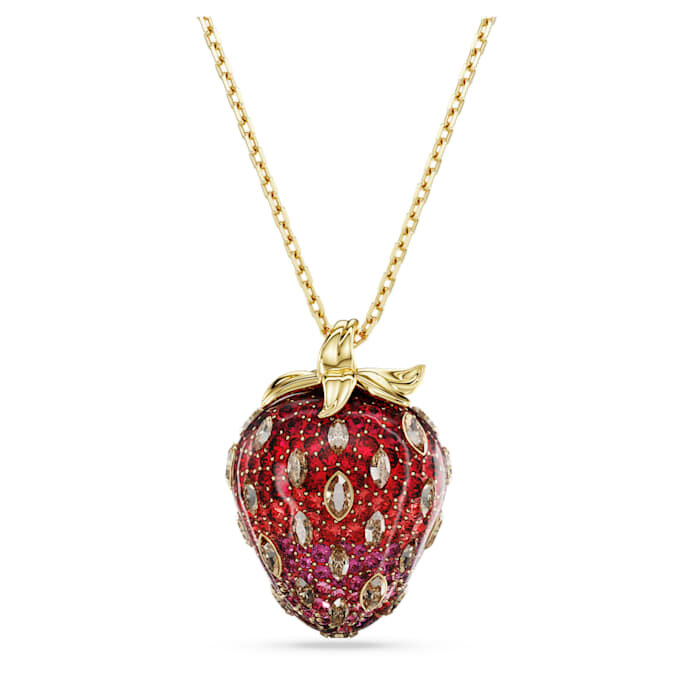 Colgante Idyllia con cortes variados, fresa, rojo, chapado en tono dorado Colgante Idyllia con cortes variados, fresa, rojo, chapado en tono dorado