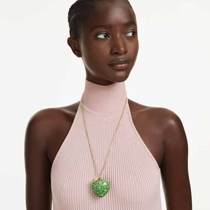 Colgante Idyllia con cortes variados, manzana, verde, chapado en tono dorado Colgante Idyllia con cortes variados, manzana, verde, chapado en tono dorado