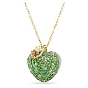 Colgante Idyllia con cortes variados, manzana, verde, chapado en tono dorado