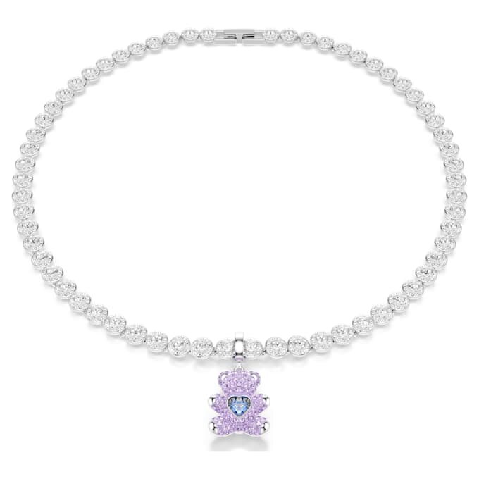 Colgante Idyllia con cortes variados, osito, morado, chapado en rodio Colgante Idyllia con cortes variados, osito, morado, chapado en rodio