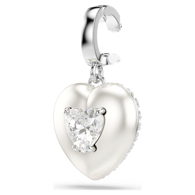 Colgante Idyllia con cortes variados, recubrimiento color perla, corazón, blanco, chapado en rodio Colgante Idyllia con cortes variados, recubrimiento color perla, corazón, blanco, chapado en rodio