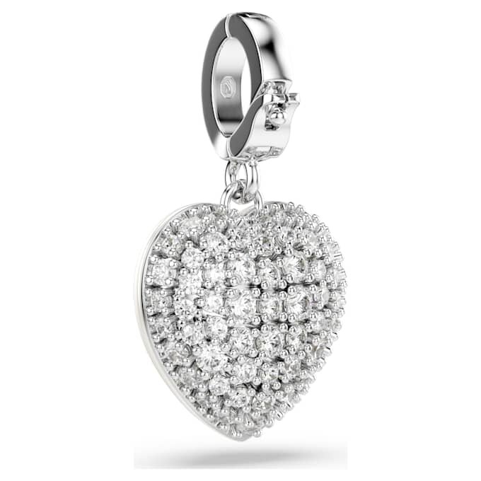 Colgante Idyllia con cortes variados, recubrimiento color perla, corazón, blanco, chapado en rodio Colgante Idyllia con cortes variados, recubrimiento color perla, corazón, blanco, chapado en rodio