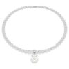 Colgante Idyllia con cortes variados, recubrimiento color perla, corazón, blanco, chapado en rodio Colgante Idyllia con cortes variados, recubrimiento color perla, corazón, blanco, chapado en rodio