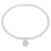 Colgante Idyllia con cortes variados, recubrimiento color perla, corazón, blanco, chapado en rodio Colgante Idyllia con cortes variados, recubrimiento color perla, corazón, blanco, chapado en rodio