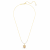 Colgante Idyllia con perlas de cristal, cortes variados, flor, multicolor, chapado en tono dorado Colgante Idyllia con perlas de cristal, cortes variados, flor, multicolor, chapado en tono dorado
