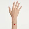 Colgante Idyllia de corte redondo, en forma de corazón, rojo, chapado en oro