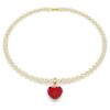 Colgante Idyllia de corte redondo, en forma de corazón, rojo, chapado en oro