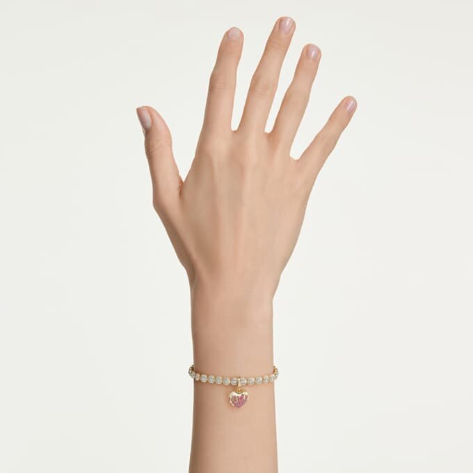 Colgante Idyllia de corte redondo, en forma de corazón, rosa, chapado en tono dorado Colgante Idyllia de corte redondo, en forma de corazón, rosa, chapado en tono dorado