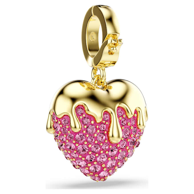 Colgante Idyllia de corte redondo, en forma de corazón, rosa, chapado en tono dorado Colgante Idyllia de corte redondo, en forma de corazón, rosa, chapado en tono dorado