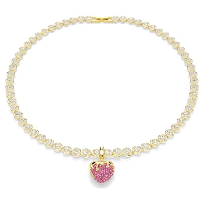 Colgante Idyllia de corte redondo, en forma de corazón, rosa, chapado en tono dorado Colgante Idyllia de corte redondo, en forma de corazón, rosa, chapado en tono dorado