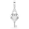 Colgante Idyllia de cortes variados, corazón con llave, blanco, chapado en rodio