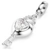 Colgante Idyllia de cortes variados, corazón con llave, blanco, chapado en rodio