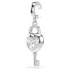 Colgante Idyllia de cortes variados, corazón con llave, blanco, chapado en rodio