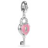 Colgante Idyllia de cortes variados, corazón con llave, blanco, chapado en rodio