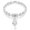 Colgante Idyllia de cortes variados, corazón con llave, blanco, chapado en rodio
