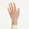 Colgante Idyllia de cortes variados, corazón con llave, blanco, chapado en rodio