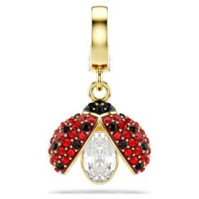 Colgante Idyllia de cortes variados, mariquita, rojo, chapado en tono dorado