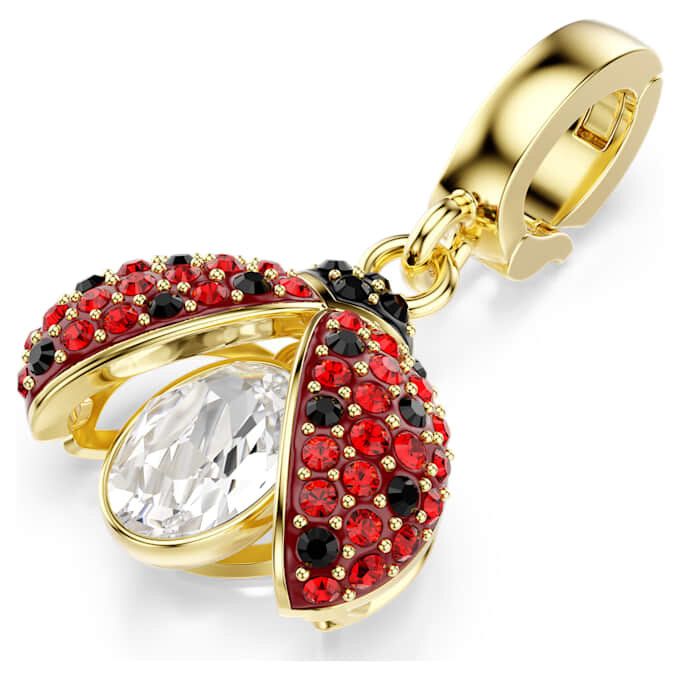 Colgante Idyllia de cortes variados, mariquita, rojo, chapado en tono dorado Colgante Idyllia de cortes variados, mariquita, rojo, chapado en tono dorado