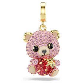 Colgante Idyllia de cortes variados, osito, rosa, chapado en tono dorado