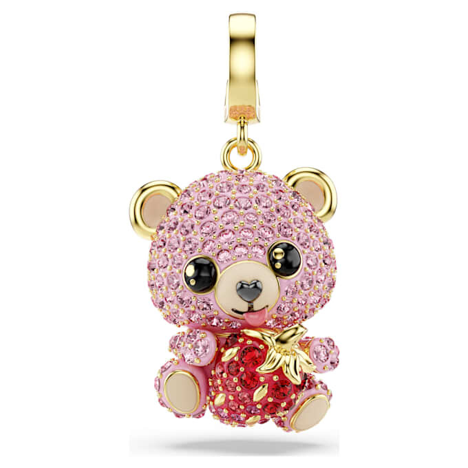 Colgante Idyllia de cortes variados, osito, rosa, chapado en tono dorado Colgante Idyllia de cortes variados, osito, rosa, chapado en tono dorado